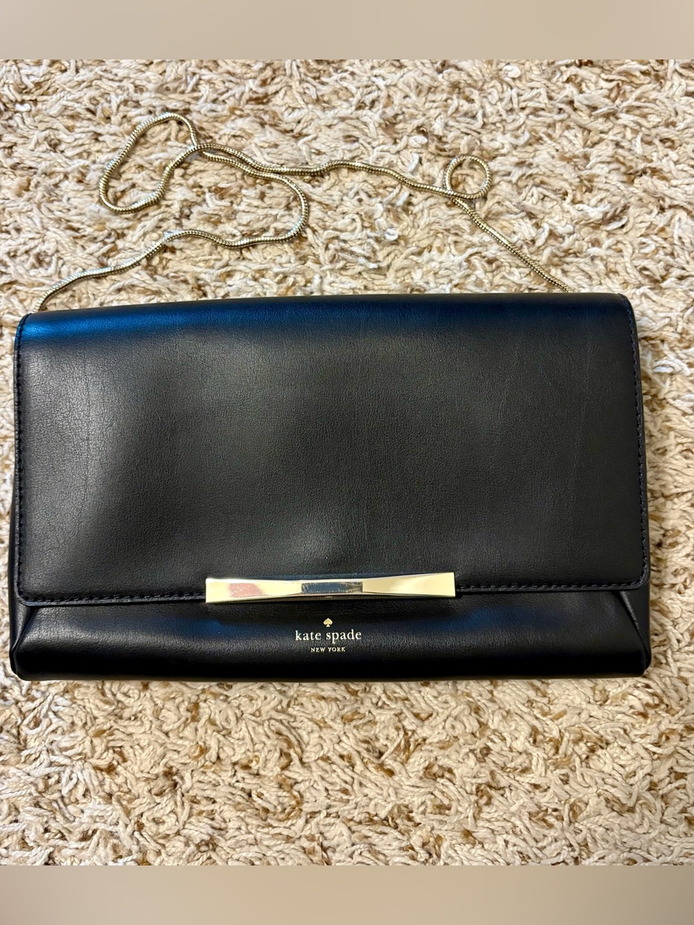 kate spade Black Leather Clutch/Shoulder Bag